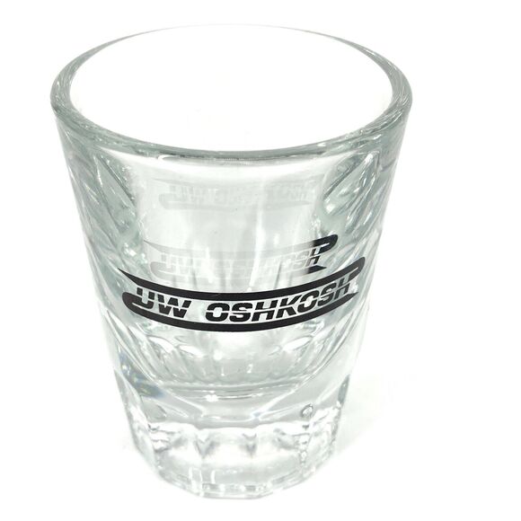UW OSHKOSH Double Shot Glass with Heavy Fluted Bottom Vintage Barware - Picture 1 of 6